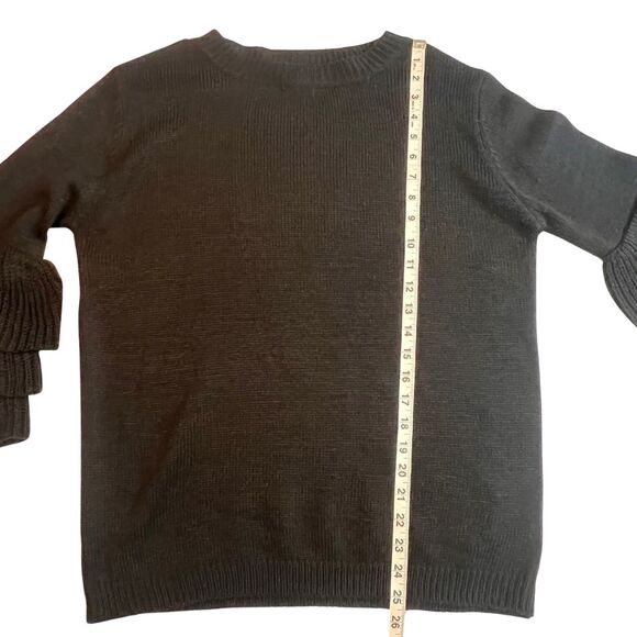 IJOAH Sweater Womens Small Black Boho Knit Hippie Tiered Layered Bell Sleeves - Picture 3 of 13